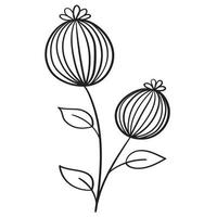 Doodle flower branch, cute and unusual bud, can be used to decorate postcards, business cards or as an element for design vector