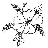 Doodle flower branch, cute and unusual bud, can be used to decorate postcards, business cards or as an element for design vector