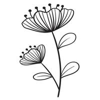 rama de flor de garabato, capullo lindo e inusual, se puede utilizar para decorar postales, tarjetas de visita o como elemento de diseño vector