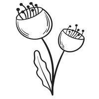 Doodle flower branch, cute and unusual bud, can be used to decorate postcards, business cards or as an element for design vector