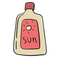 Doodle Beach Sunscreen Bottle Sticker vector