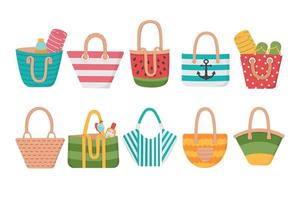 A handy bag for going to the beach or shopping. Doodle flat clipart. All objects are repainted. vector