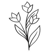 Doodle flower branch, cute and unusual bud, can be used to decorate postcards, business cards or as an element for design vector