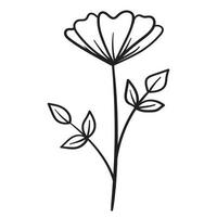 Doodle flower branch, cute and unusual bud, can be used to decorate postcards, business cards or as an element for design vector