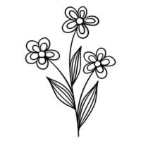 Doodle flower branch, cute and unusual bud, can be used to decorate postcards, business cards or as an element for design vector