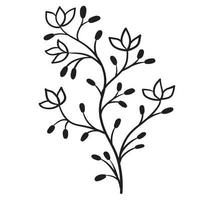 Doodle flower branch, cute and unusual bud, can be used to decorate postcards, business cards or as an element for design vector