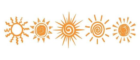 Sun simple icon. Doodle flat clipart. All objects are repainted. vector