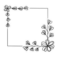 Botanical ornament, square frame of leaves, flowers, patterns for decoration vector