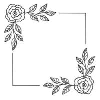 Botanical ornament, square frame of leaves, flowers, patterns for decoration vector