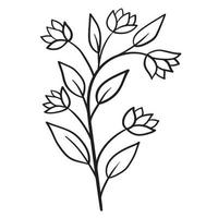 Doodle flower branch, cute and unusual bud, can be used to decorate postcards, business cards or as an element for design vector