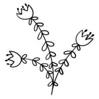 Doodle flower branch, cute and unusual bud, can be used to decorate postcards, business cards or as an element for design vector