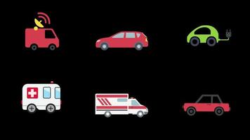 icône de voiture définie animation graphique de mouvement, véhicule, arrière-plan transparenticône de voiture définie animation graphique de mouvement, véhicule, arrière-plan transparent video