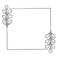 Botanical ornament, square frame of leaves, flowers, patterns for decoration vector