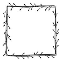 Botanical ornament, square frame of leaves, flowers, patterns for decoration vector