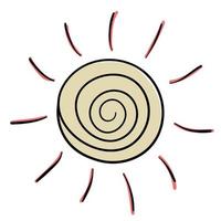 Summer bright sun doodle sticker vector