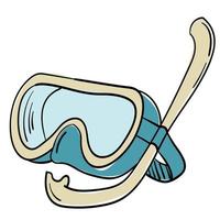 Doodle sticker mask for snorkeling in the sea vector