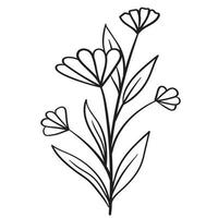 Doodle flower branch, cute and unusual bud, can be used to decorate postcards, business cards or as an element for design vector