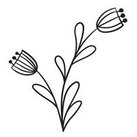 Doodle flower branch, cute and unusual bud, can be used to decorate postcards, business cards or as an element for design vector