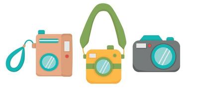 Old camera. Doodle flat clipart. All objects are repainted. vector