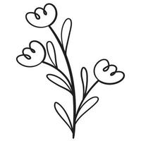 Doodle flower branch, cute and unusual bud, can be used to decorate postcards, business cards or as an element for design vector