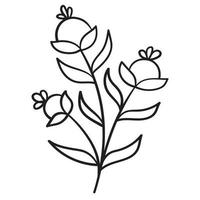 Doodle flower branch, cute and unusual bud, can be used to decorate postcards, business cards or as an element for design vector