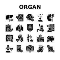 conjunto de iconos de colección médica de donación de órganos vector