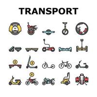 conjunto de iconos de colección de transporte personal vector