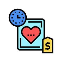 heart transplant price and time color icon vector illustration