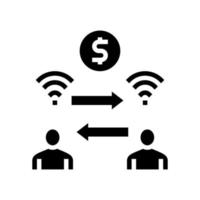 money exchange among bank users glyph icon vector illustration