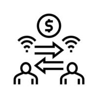 money exchange among bank users line icon vector illustration