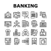 conjunto de iconos de colección de finanzas de banca en línea vector