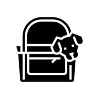 perro en carro bolsa glifo icono vector ilustración