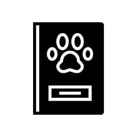 pet passport glyph icon vector black illustration