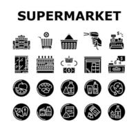 Los iconos de la colección de la tienda del supermercado establecen ilustraciones vectoriales vector