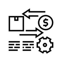 ilustración de vector de icono de línea de costo de servicio de importación y exportación