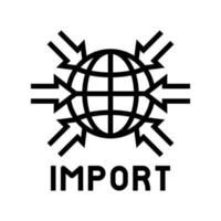 importar transporte línea icono vector negro ilustración