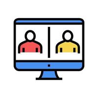 online video calling computer screen color icon vector illustration