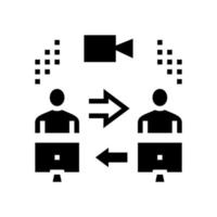 video calling computer application glyph icon vector illustration