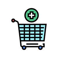 supermarket cart adding products color icon vector illustration