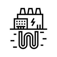 Ilustración de vector de icono de línea de planta de energía eléctrica