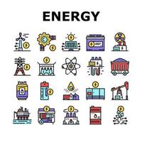 energía, electricidad, y, combustible, poder, iconos, conjunto, vector