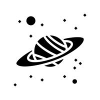 saturn planet glyph icon vector black illustration