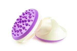 Hand massager with silicone spikes for anti-cellulite massage isolated on white background. photo