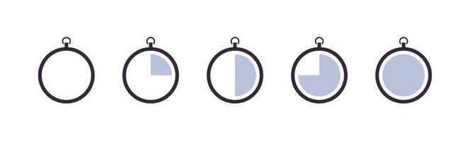 Countdown timer and stopwatch symbol flat vector illustration.