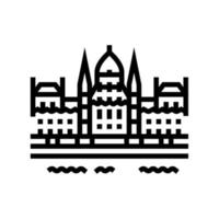 ilustración de vector de icono de línea de edificio del parlamento húngaro