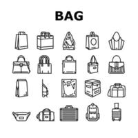 Bag For Carry Products And Goods Icons Set Vector