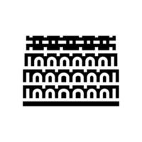 coliseo roma construcción medieval glifo icono vector ilustración