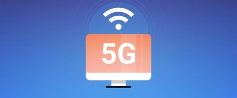 Concepto futurista de velocidad de conexión a Internet 5g e ilustración de vector plano de tecnología de conexión de sistema inalámbrico en línea.