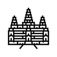 ilustración de vector de icono de línea de angkor wat