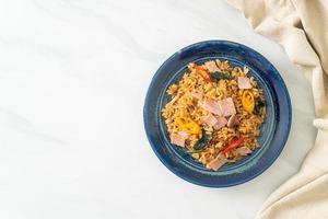 ham fried rice with herbs and spices photo